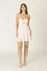 Argie White and Red Polka Dot Strapless Romper