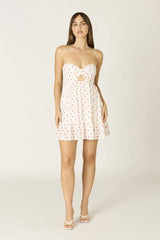Argie White and Red Polka Dot Strapless Romper