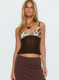Willet Contrast Bust Cami Top Chocolate / Leopard