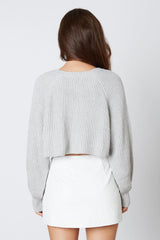 Day Off Grey Notched Neck Sweater