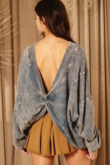 Ellie Charcoal Twist Front Sweatshirt