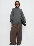 Patrizia Funnel Neck Knit Sweater Grey