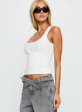 Diviana Droplet Rib Tank Top White