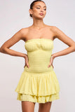 Lyla Yellow Strapless Drop Waist Mini