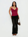 Kiandria Draped Bra Detail Top Cherry