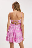 Allie Pink and White Print Babydoll Mini Dress