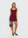 Steffi Frill Lace Mini Dress Burgundy