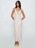 Jessamine Frill Maxi Dress White Lilac