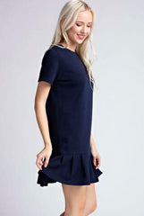 Cape May Navy Flounce Tee Dress