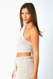 Salty Sun Blush Knit Halter Lace Up Midi Dress Set