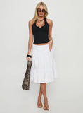 Cascades Low Rise Midi Skirt White
