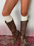 Roxee Knee High Ribbed Socks Cream