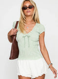 Coast To Coast Shirred Top Sage Check