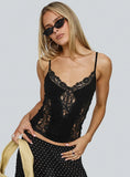 Rhiara Lace Trim Top Black