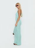 Nalanie Halter Crochet Maxi Dress Aqua