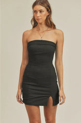 On My Mind Black Strapless Mini Dress