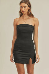 On My Mind Black Strapless Mini Dress