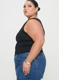 Back In Time Top Black Pink Lace Curve
