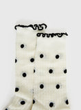 Somebody Else Frill Socks White Polka