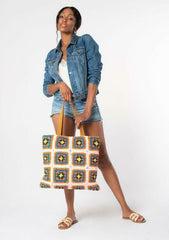 Meni Natural Patchwork Crochet Tote