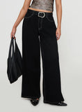 Naylor Mid Rise Wide Leg Jeans Mid Black