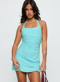 Lolan Halter Mini Dress Aqua