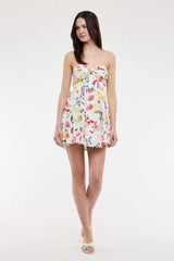 Colette White Fruit Print Strapless Babydoll Dress