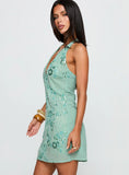 Telenova Halter Mini Dress Green