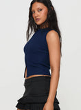 Suzu Sleeveless Knit Top Navy