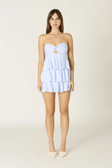 Charlotte Light Blue Strapless Ruffle Mini Dress