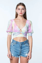 Arinna Rainbow Tie Dye Wrap Crop Top