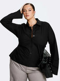 Eryx Tie Back Button Up Top Black Curve