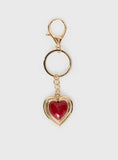 Red Heart Keyring Gold Red