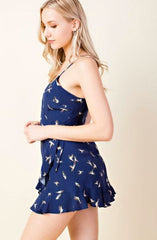 Mila Navy Bird Print Skort Dress