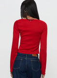 Rowynne Long Sleeve Tie Up Top Red