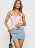 Nickei Denim Mini Skirt Light Wash Tall