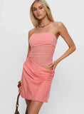 Elemental Strapless Mesh Mini Dress Orange