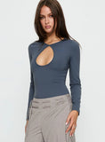 Make It Yours Cut Out Long Sleeve Bodysuit Slate