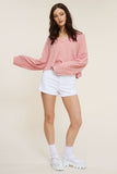 All The Way Pink Long Sleeve Crop Top