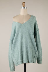 Harlow Mint V Neck Pullover Sweater