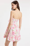 Sammie Pink Floral Eyelet Strapless Mini Dress
