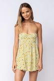 Sadie Olive Floral Strapless Mini Dress