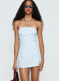 Yumiko Strapless Playsuit Blue Stripe