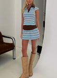 Cadey Contrast Polo Skort Blue Brown