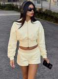 Daytime Cropped Blouson Hoodie Buttercream