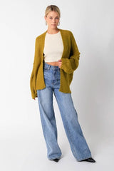Lucie Open Front Olive Cardigan