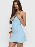 Baseline Halter Rib Mini Dress Blue Brown