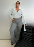 Baleigh Cable Knit Foldover Pants Grey Curve