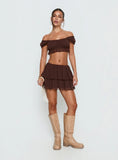 Ackee Tiered Mini Skort Brown
