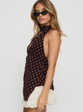Ileanna Plunge Tie Back Top Wine Polka